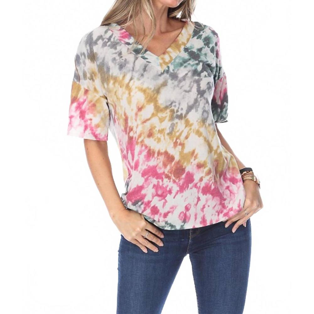 NEW COLLECTIVE RACK tie dye top in olive/mustard